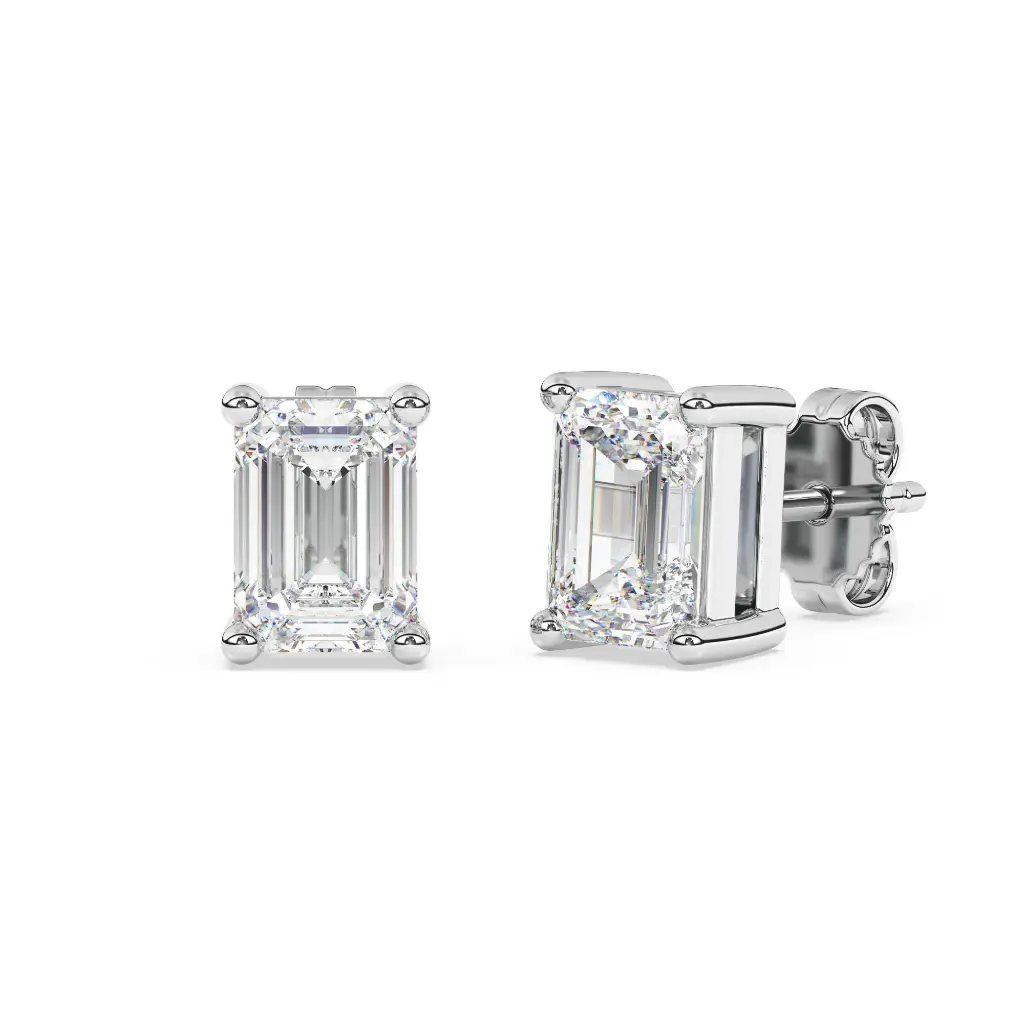 Emerald Moissanite Stud Earrings
