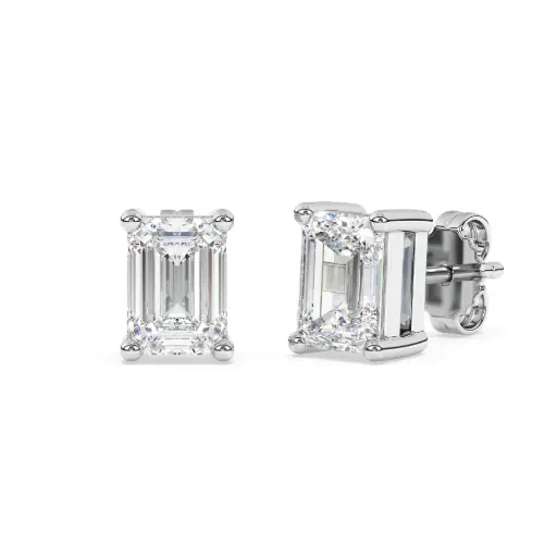 Emerald Moissanite Stud Earrings
