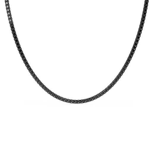 [P40000401] Black Moissanite Tennis Necklace